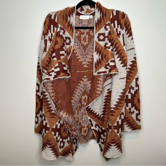 RD Style brown western tawny open drape cardigan‎ size large - Picture 1 of 11